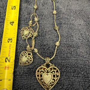 Brighton Set  Filigree Heart Pendant Necklace and Earrings - Silver Tone